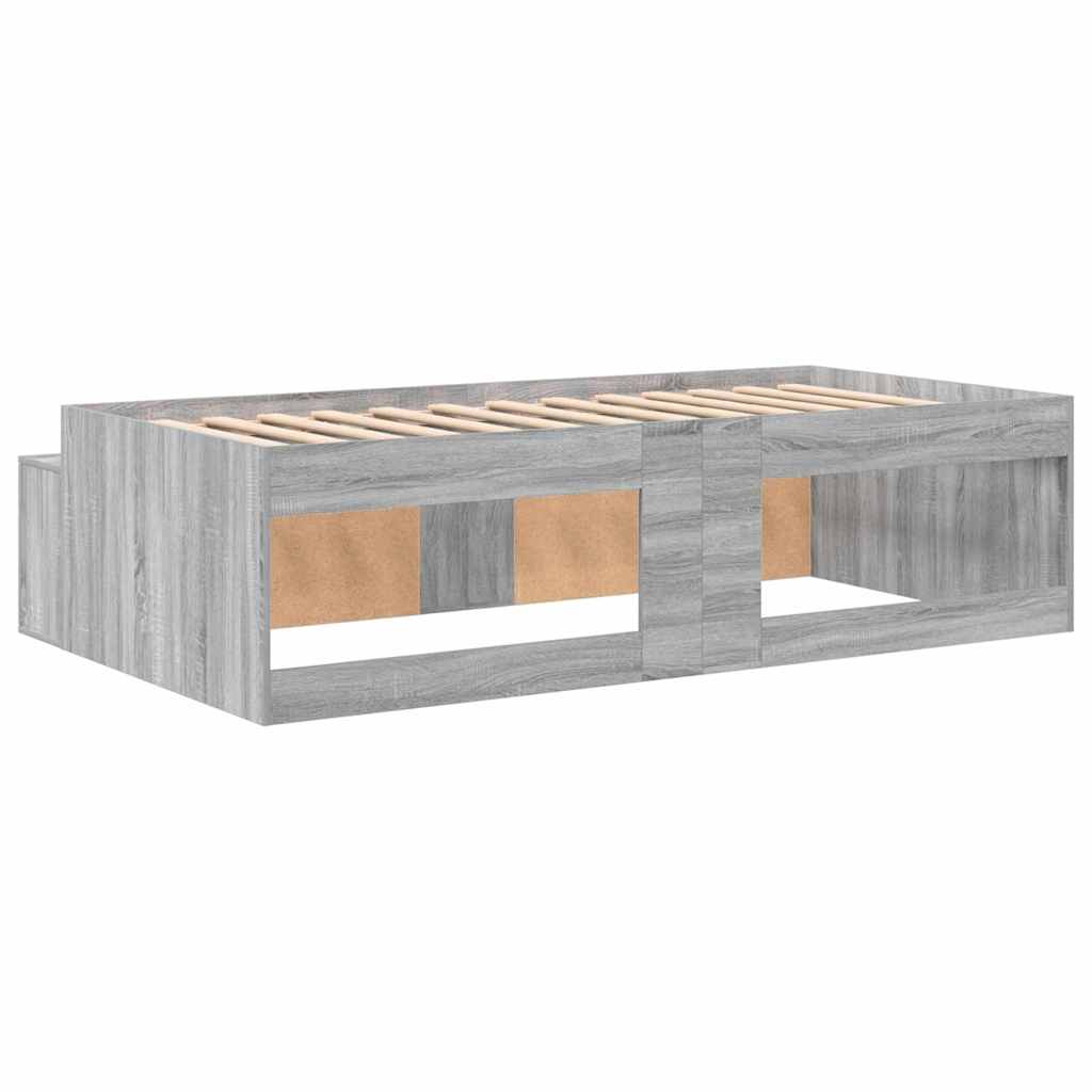vidaXL Bed Frame with Drawer Grey Sonoma 90 x 200 cm Engineered Wood