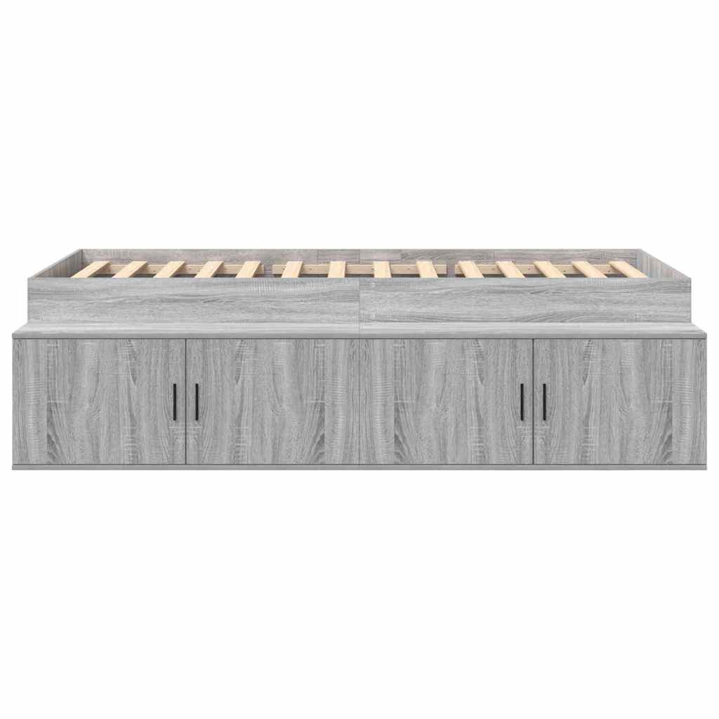 vidaXL Bed Frame with Drawer Grey Sonoma 90 x 200 cm Engineered Wood