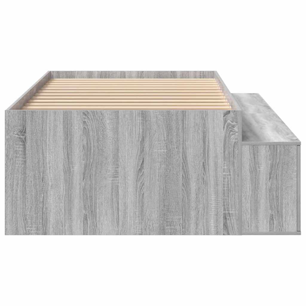 vidaXL Bed Frame with Drawer Grey Sonoma 90 x 200 cm Engineered Wood