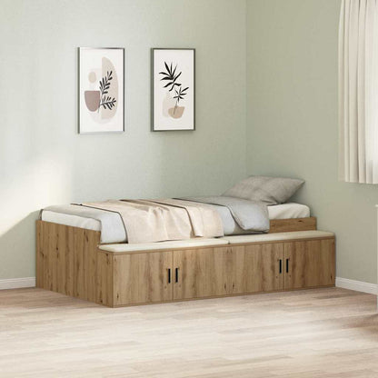 vidaXL Bed Frame with Drawer Artisan Oak 90 x 200 cm Engineered Wood