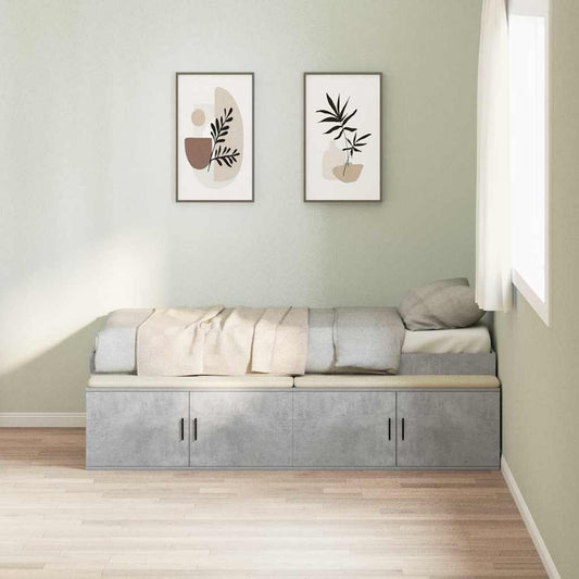 vidaXL Bed Frame with Drawer Concrete Grey 80 x 200 cm Engineered Wood