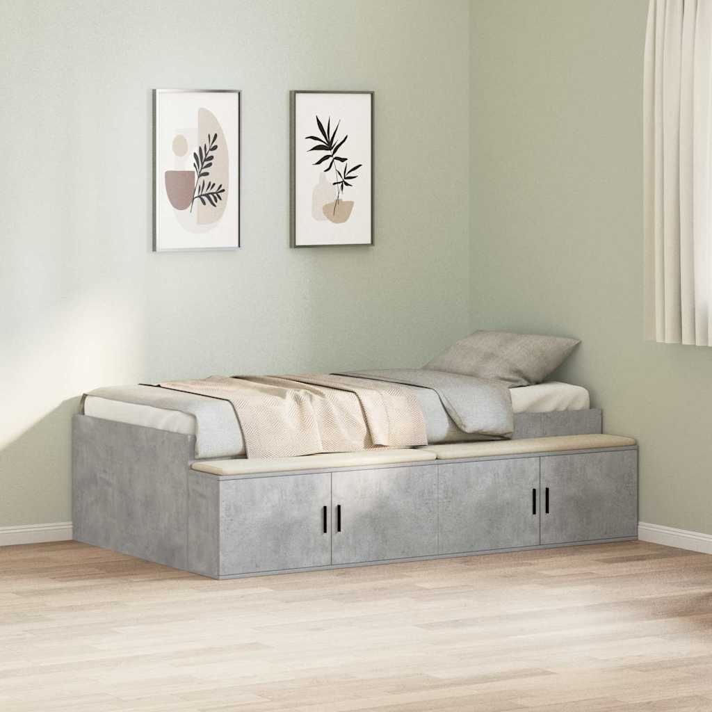 vidaXL Bed Frame with Drawer Concrete Grey 80 x 200 cm Engineered Wood