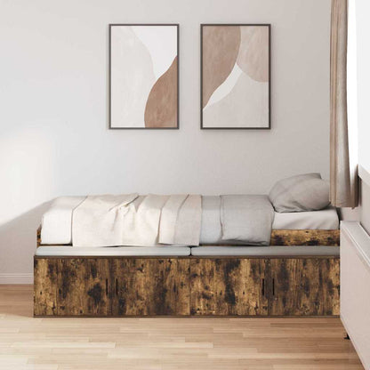 vidaXL Bed Frame with Drawer Smoked Oak 80 x 200 cm Engineered Wood
