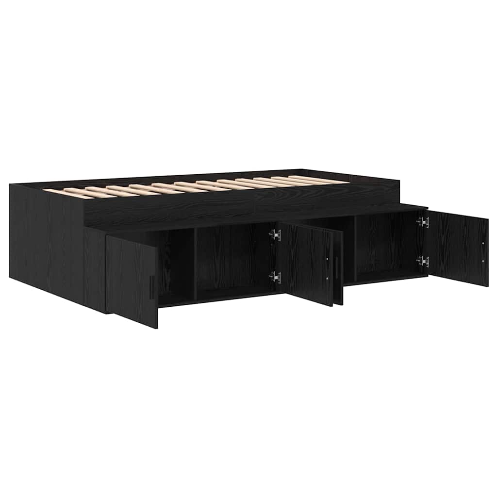vidaXL Bed Frame with Drawer Black Oak 90 x 190 cm Engineered Wood