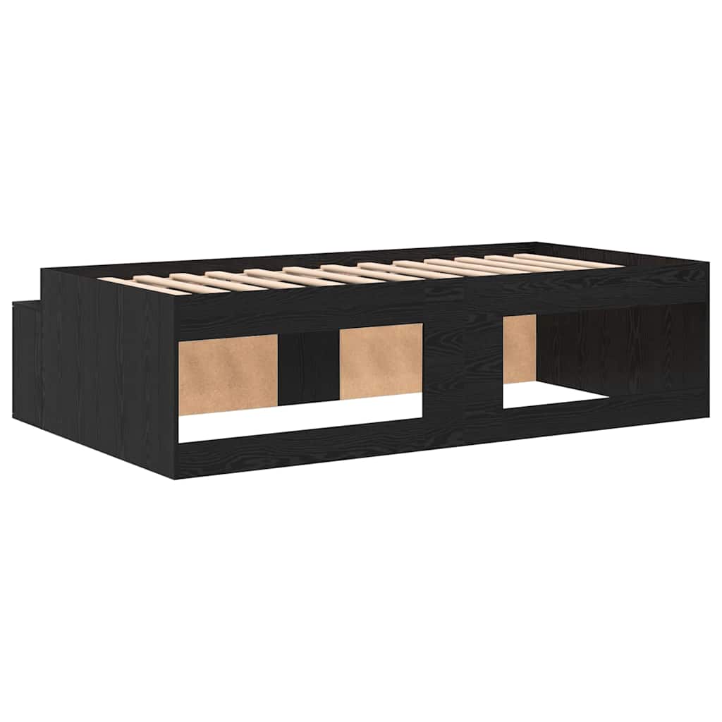 vidaXL Bed Frame with Drawer Black Oak 90 x 190 cm Engineered Wood