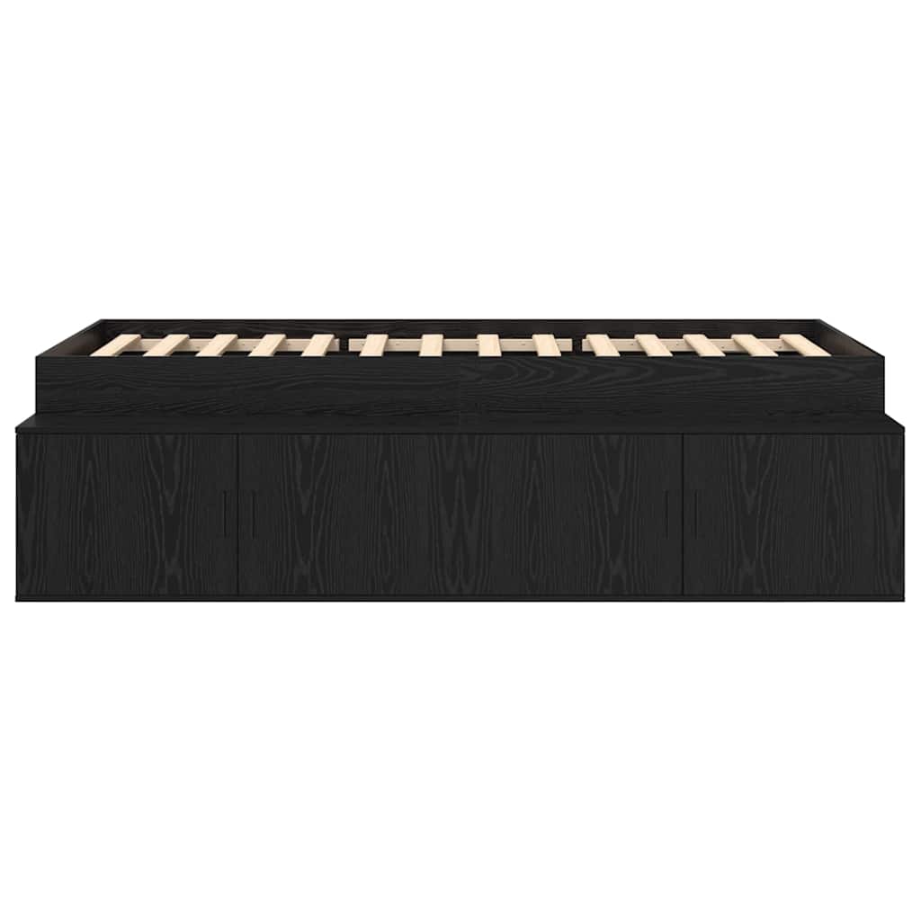 vidaXL Bed Frame with Drawer Black Oak 90 x 190 cm Engineered Wood