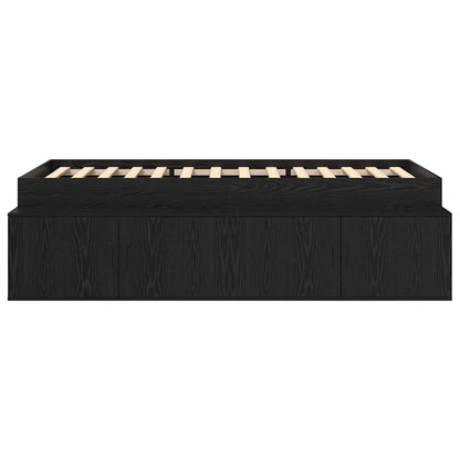vidaXL Bed Frame with Drawer Black Oak 90 x 190 cm Engineered Wood