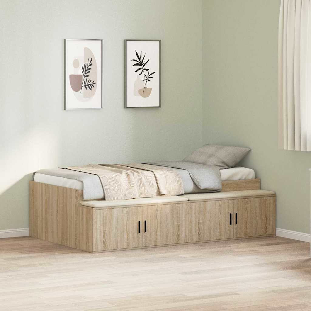 vidaXL Bed Frame with Drawer Sonoma Oak 90 x 190 cm Engineered Wood