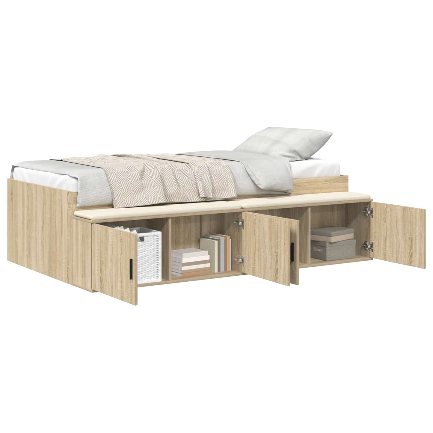 vidaXL Bed Frame with Drawer Sonoma Oak 90 x 190 cm Engineered Wood