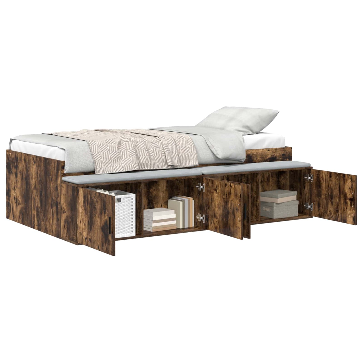 vidaXL Bed Frame with Drawer Smoked Oak 90 x 190 cm Engineered Wood