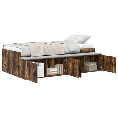 vidaXL Bed Frame with Drawer Smoked Oak 90 x 190 cm Engineered Wood
