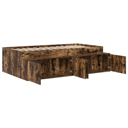 vidaXL Bed Frame with Drawer Smoked Oak 90 x 190 cm Engineered Wood