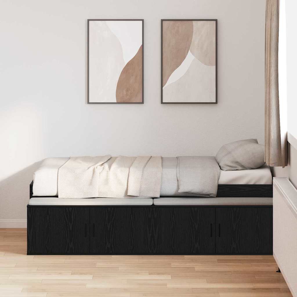 vidaXL Bed Frame with Drawer Black Oak 70 x 190 cm Engineered Wood