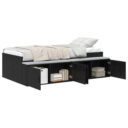 vidaXL Bed Frame with Drawer Black Oak 70 x 190 cm Engineered Wood
