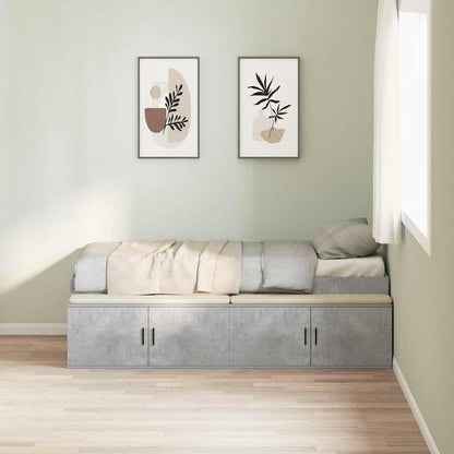 vidaXL Bed Frame with Drawer Concrete Grey 70 x 190 cm Engineered Wood