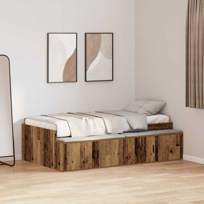vidaXL Bed Frame with Drawer Old Wood 70 x 190 cm Engineered Wood