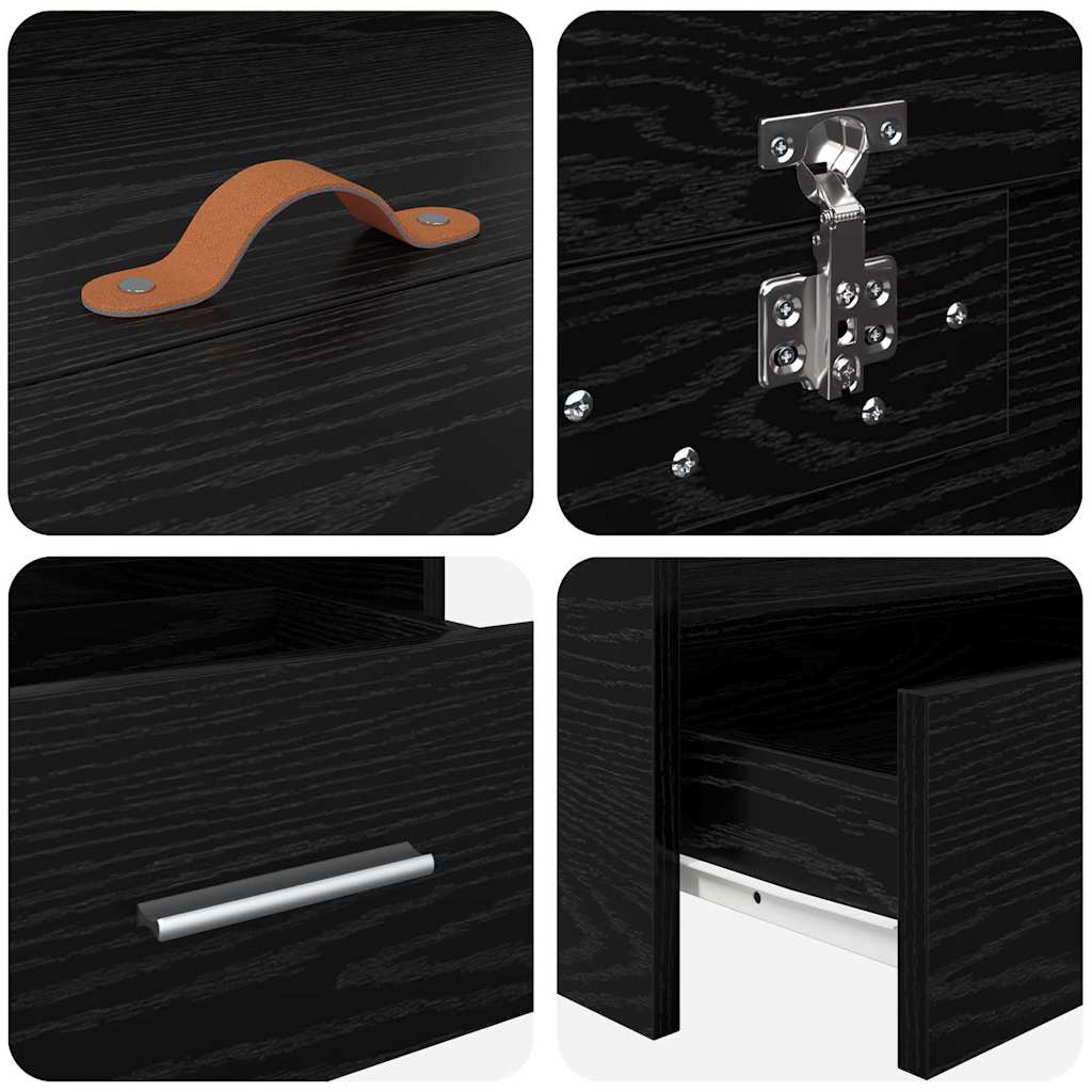 vidaXL Bed Frame with Drawer Black Oak 98.5 x 200 cm Engineered Wood