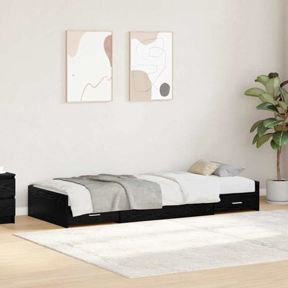 vidaXL Bed Frame with Drawer Black Oak 98.5 x 200 cm Engineered Wood