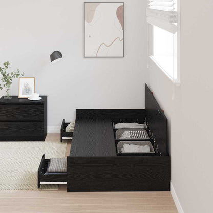 vidaXL Bed Frame with Drawer Black Oak 98.5 x 200 cm Engineered Wood