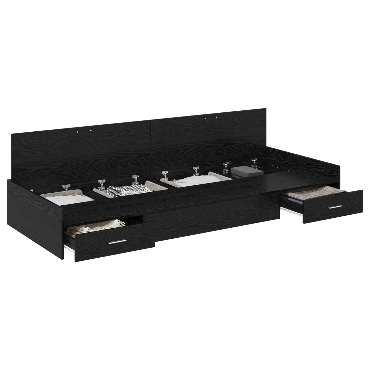 vidaXL Bed Frame with Drawer Black Oak 98.5 x 200 cm Engineered Wood
