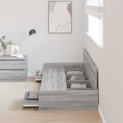 vidaXL Bed Frame with Drawer Grey Sonoma 98.5 x 200 cm Engineered Wood