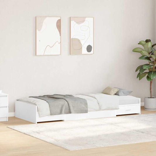 vidaXL Bed Frame with Headboard White 90 x 200 cm Engineered Wood