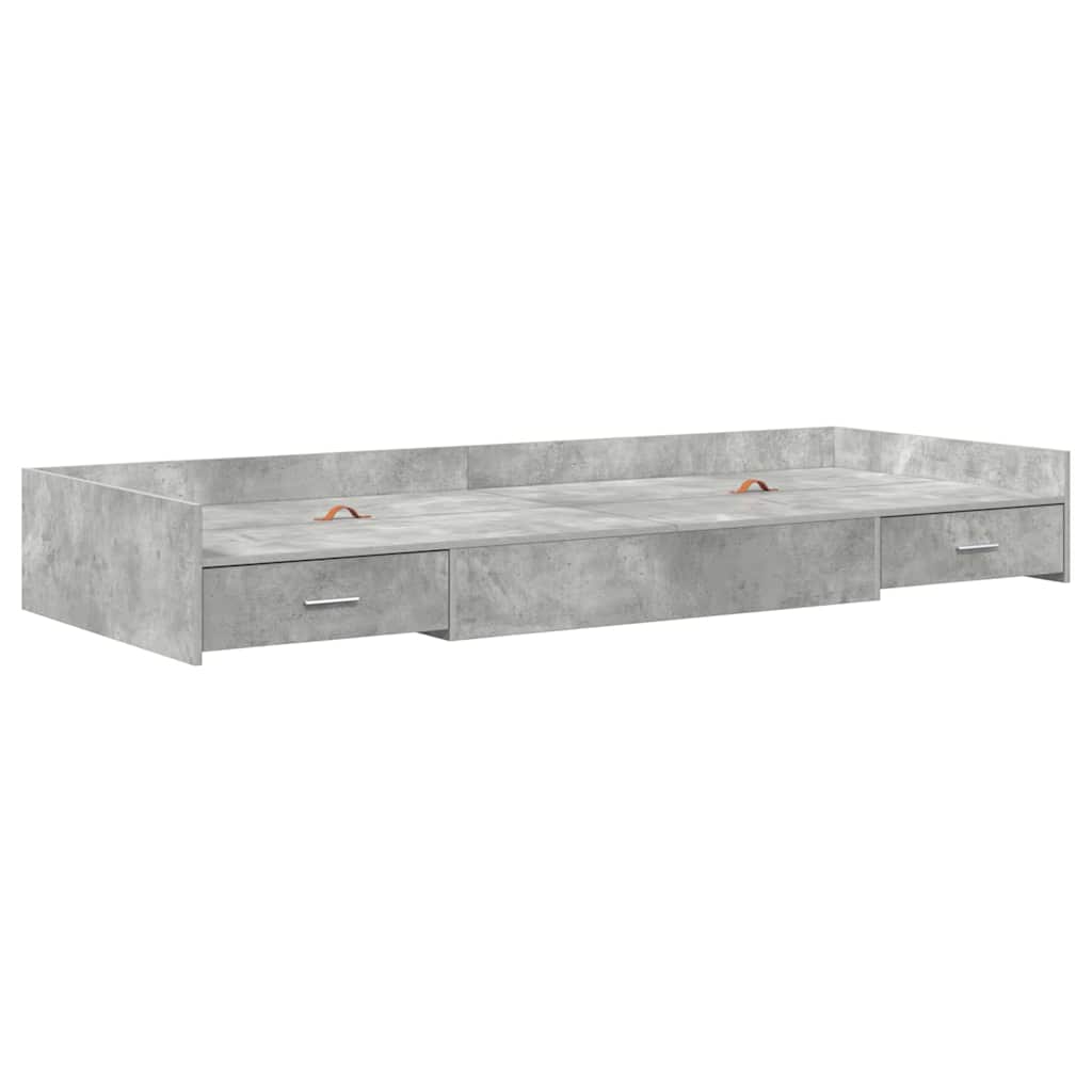 vidaXL Bed Frame with Drawer Concrete Grey 90 x 200 cm Engineered Wood