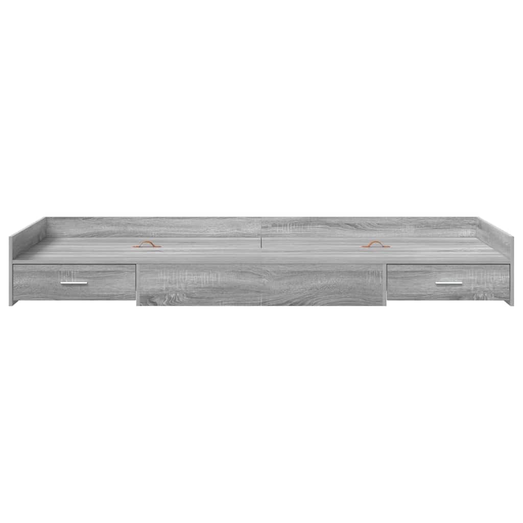 vidaXL Bed Frame with Drawer Grey Sonoma 90 x 200 cm Engineered Wood