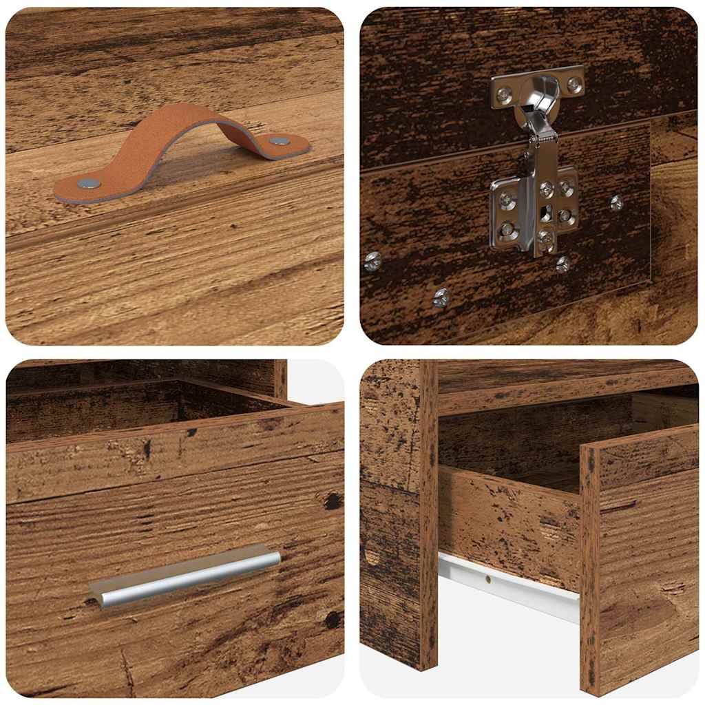 vidaXL Bed Frame with Headboard Old Wood 90 x 200 cm Engineered Wood