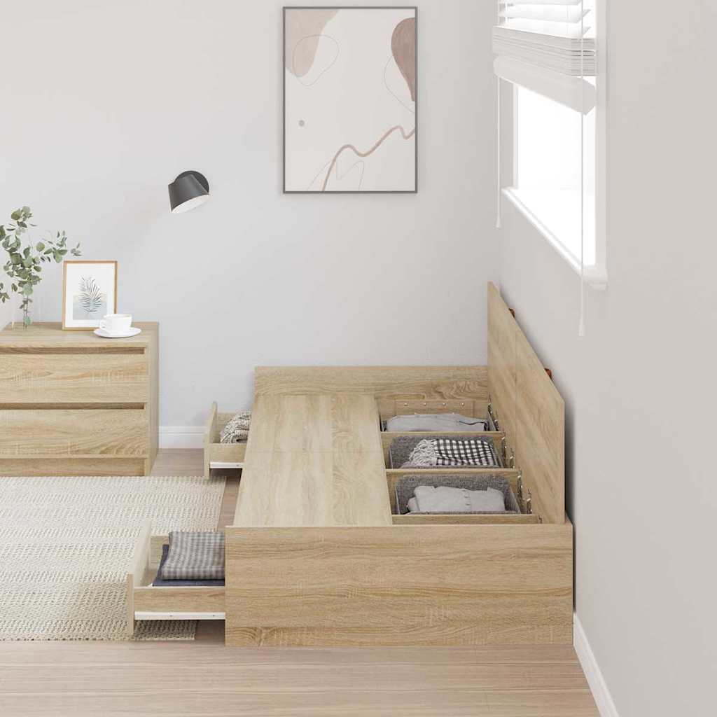 vidaXL Bed Frame with Headboard Sonoma Oak 90 x 190 cm Engineered Wood