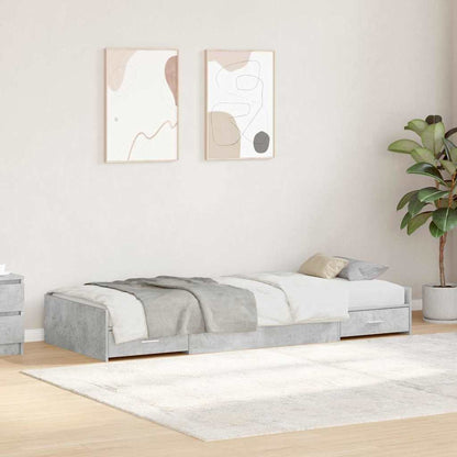 vidaXL Bed Frame with Drawer Concrete Grey 90 x 190 cm Engineered Wood