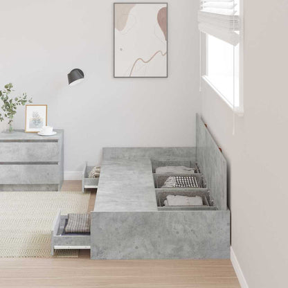 vidaXL Bed Frame with Drawer Concrete Grey 90 x 190 cm Engineered Wood