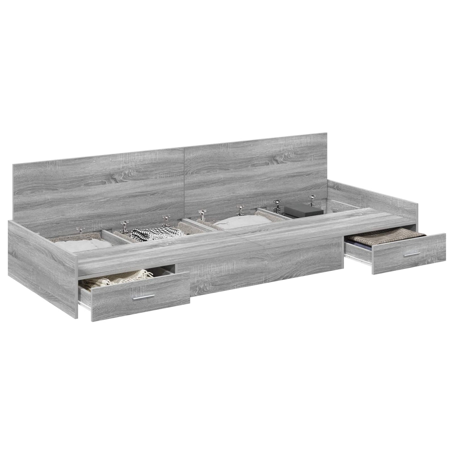 vidaXL Bed Frame with Drawer Grey Sonoma 90 x 190 cm Engineered Wood
