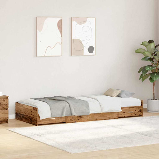 vidaXL Bed Frame with Headboard Old Wood 90 x 190 cm Engineered Wood