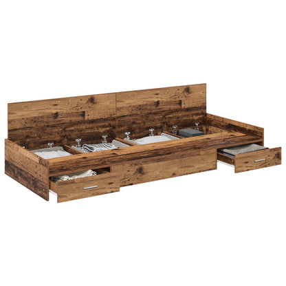 vidaXL Bed Frame with Headboard Old Wood 90 x 190 cm Engineered Wood