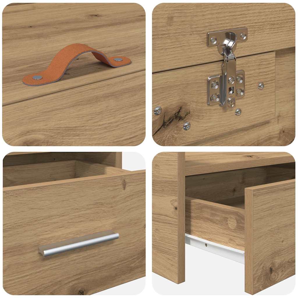 vidaXL Bed Frame with Drawer Artisan Oak 90 x 190 cm Engineered Wood