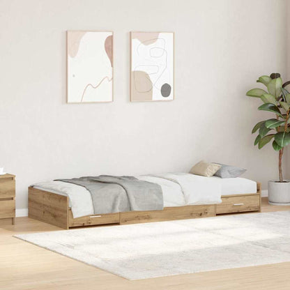vidaXL Bed Frame with Drawer Artisan Oak 90 x 190 cm Engineered Wood