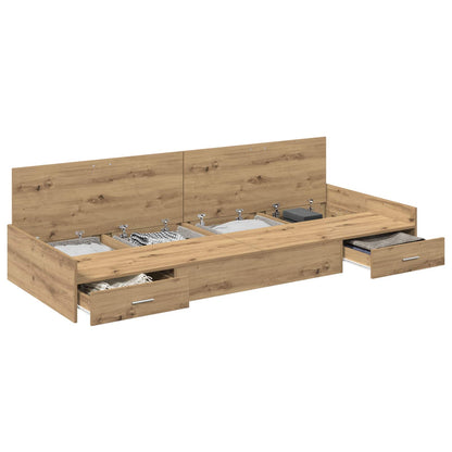 vidaXL Bed Frame with Drawer Artisan Oak 90 x 190 cm Engineered Wood