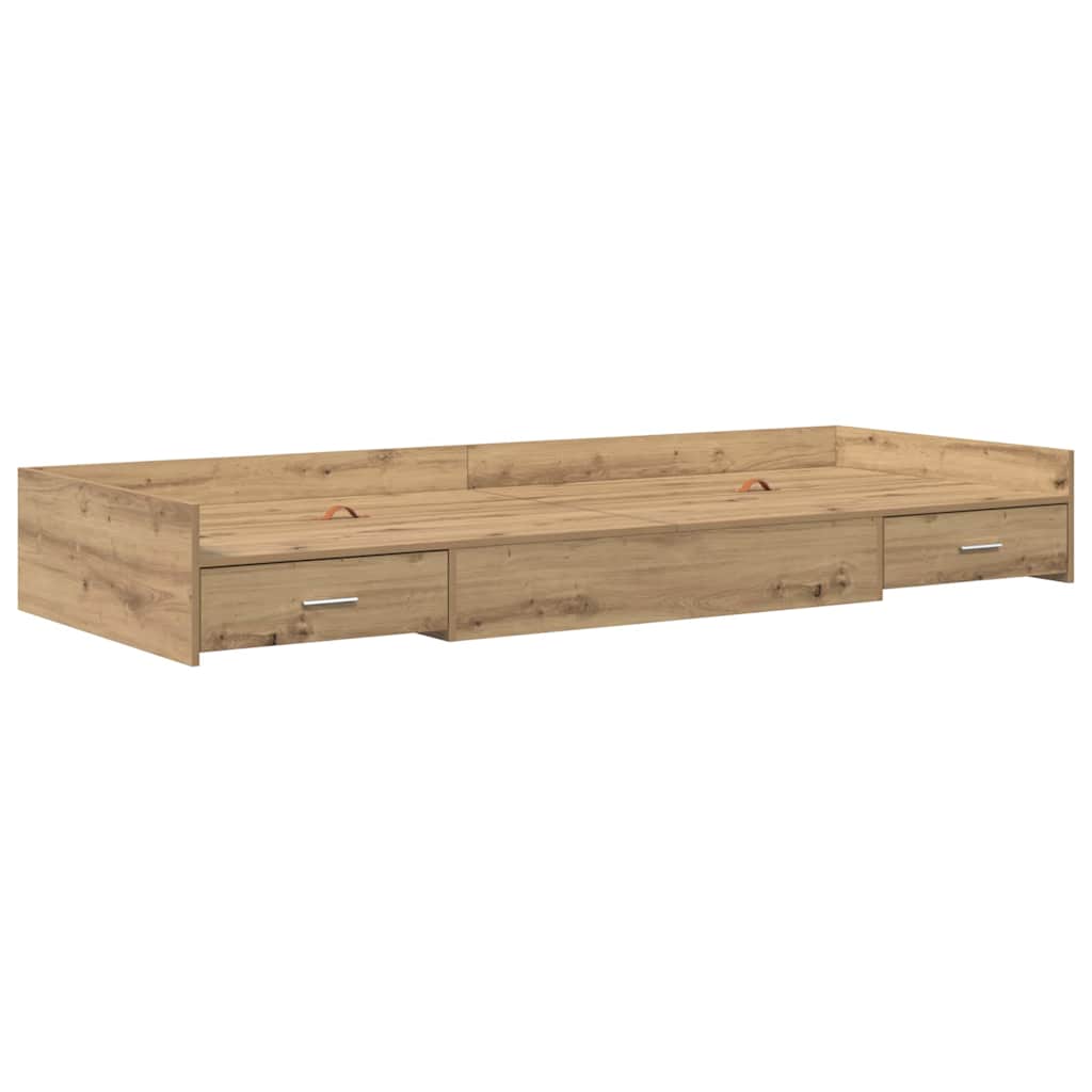 vidaXL Bed Frame with Drawer Artisan Oak 90 x 190 cm Engineered Wood