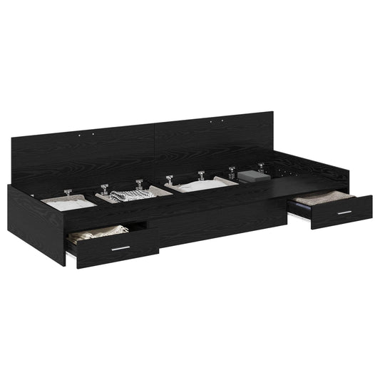 vidaXL Bed Frame with Headboard Black Oak 75 x 190 cm Engineered Wood