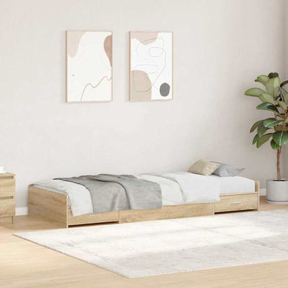 vidaXL Bed Frame with Headboard Sonoma Oak 75 x 190 cm Engineered Wood