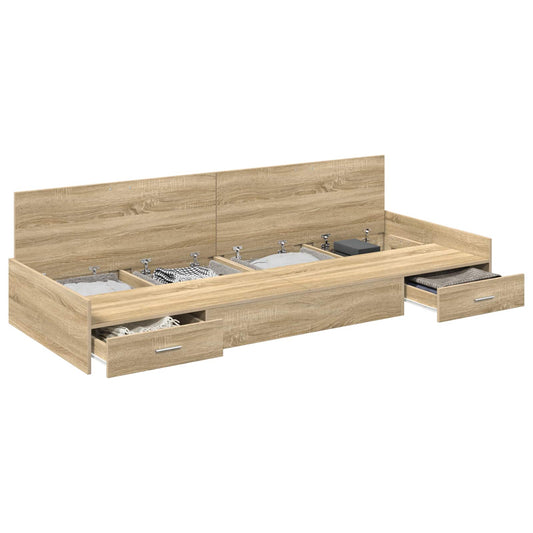 vidaXL Bed Frame with Headboard Sonoma Oak 75 x 190 cm Engineered Wood