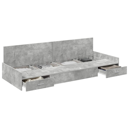 vidaXL Bed Frame with Drawer Concrete Grey 75 x 190 cm Engineered Wood