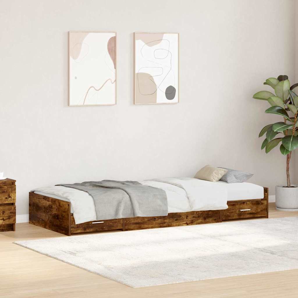 vidaXL Bed Frame with Headboard Old Wood 75 x 190 cm Engineered Wood