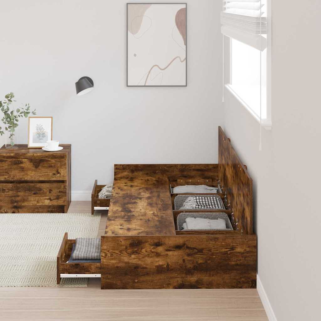 vidaXL Bed Frame with Headboard Old Wood 75 x 190 cm Engineered Wood