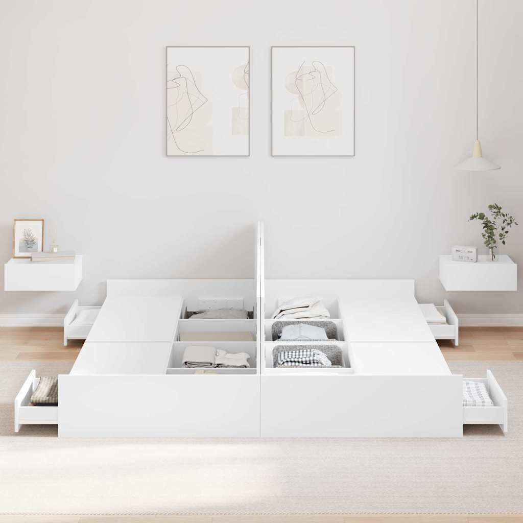 vidaXL Storage Bed Frame White 200 x 200 cm Engineered Wood