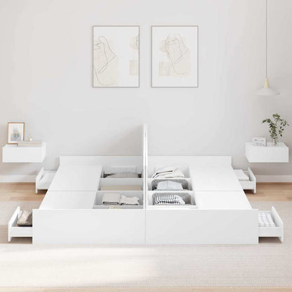 vidaXL Storage Bed Frame White 200 x 200 cm Engineered Wood