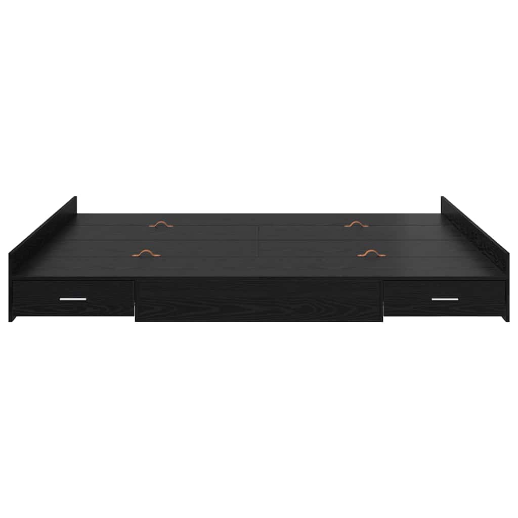 vidaXL Storage Bed Frame Black Oak 200 x 200 cm Engineered Wood