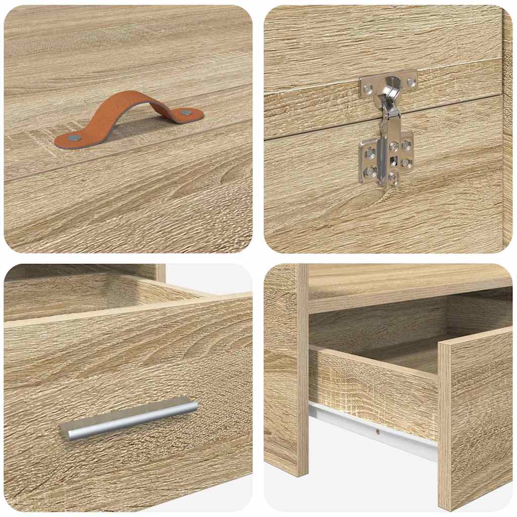 vidaXL Storage Bed Frame Sonoma Oak 200 x 200 cm Engineered Wood