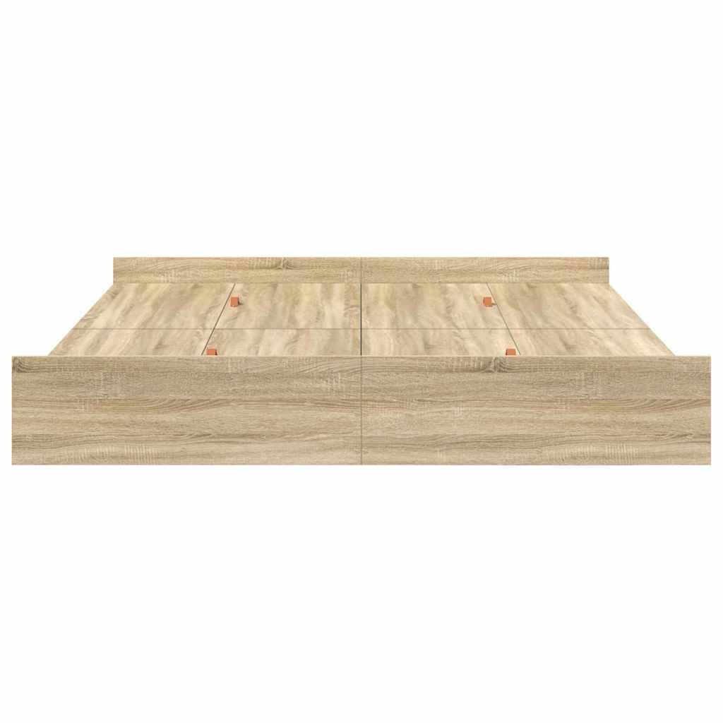 vidaXL Storage Bed Frame Sonoma Oak 200 x 200 cm Engineered Wood